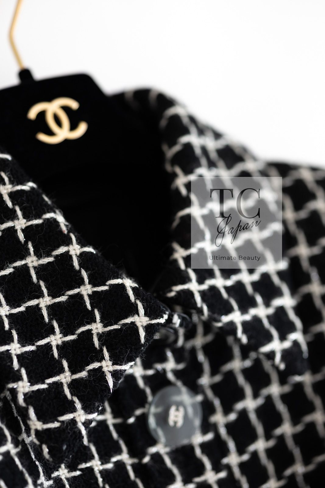 シャネル ジャケット CHANEL ブラック ウール 袖 レザー