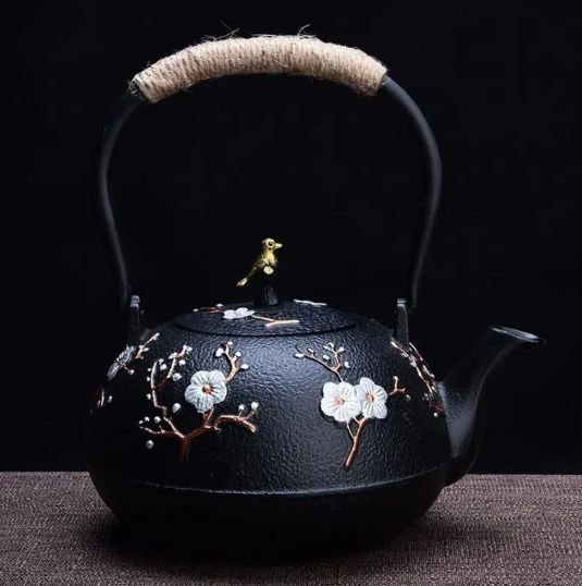 鉄器 鉄瓶 鉄器 急須 おしゃれ IH 対応 鉄やかん 鉄分補給 梅の花 1200ml