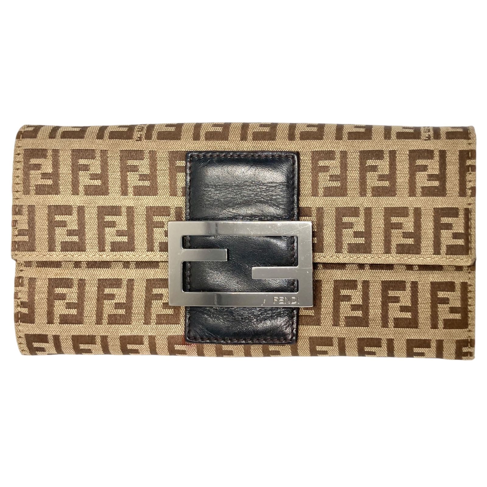 真贋判定済 FENDI フェンディ ズッキーノ長財布 8M0021 ブラウン ウォレット B042037ER3
