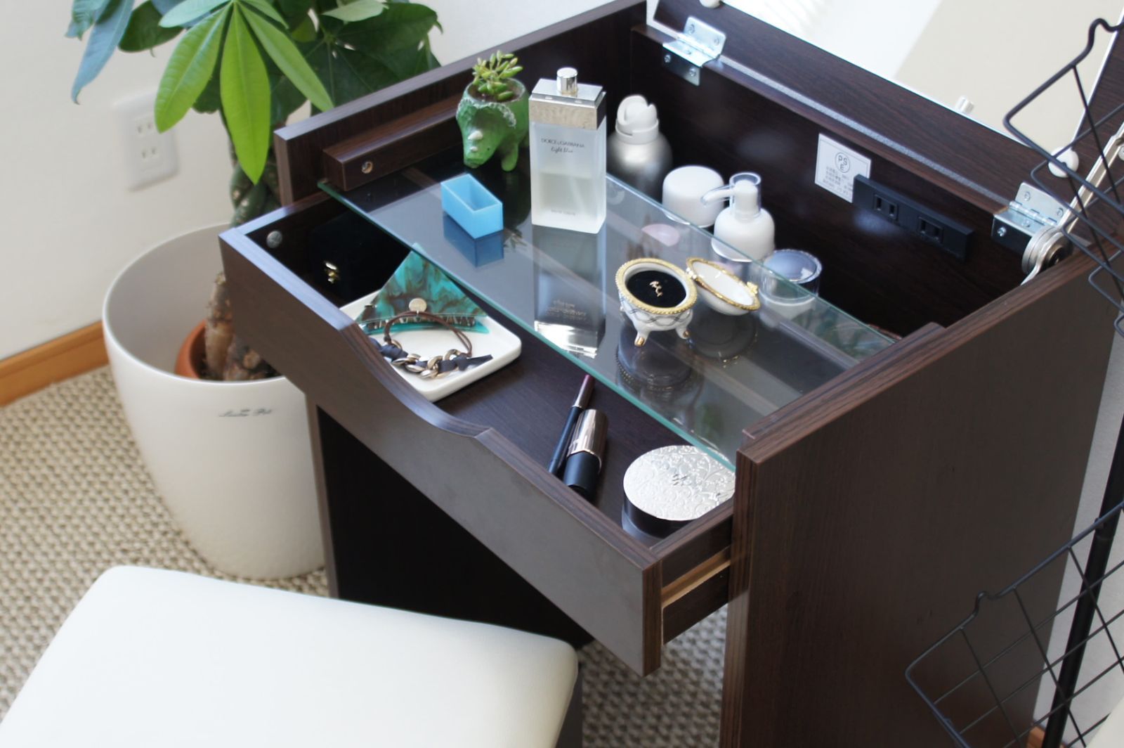 AFC1009379 ドレッサー スツール付 鏡台 化粧台 ミラー 鏡 デスク