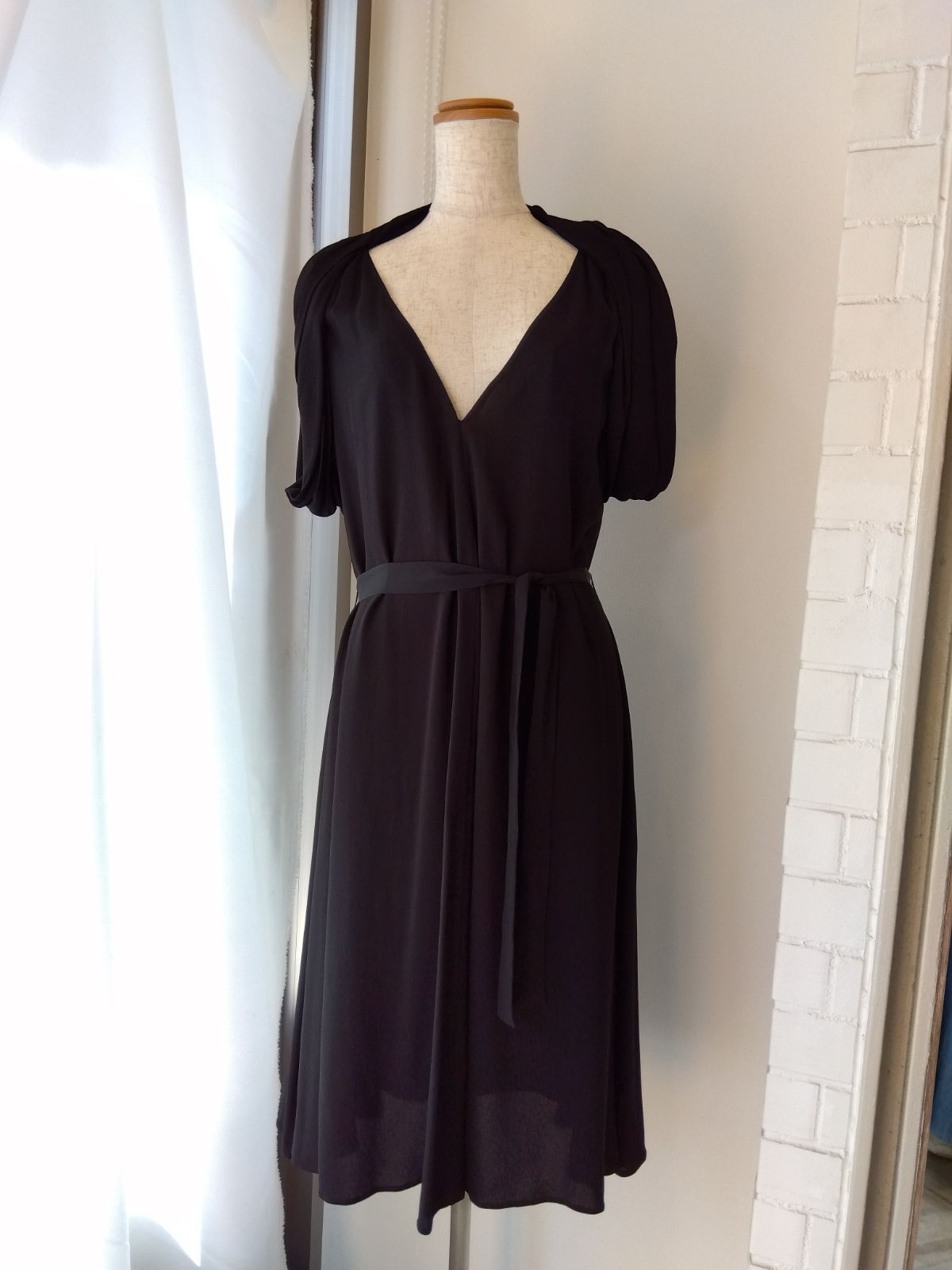 美品　PRADA プラダ　プリーツ　ブラック　ワンピース　ドレス　フォーマル ☆PRADAプラダプリーツドレスワンピースブラック希少42S