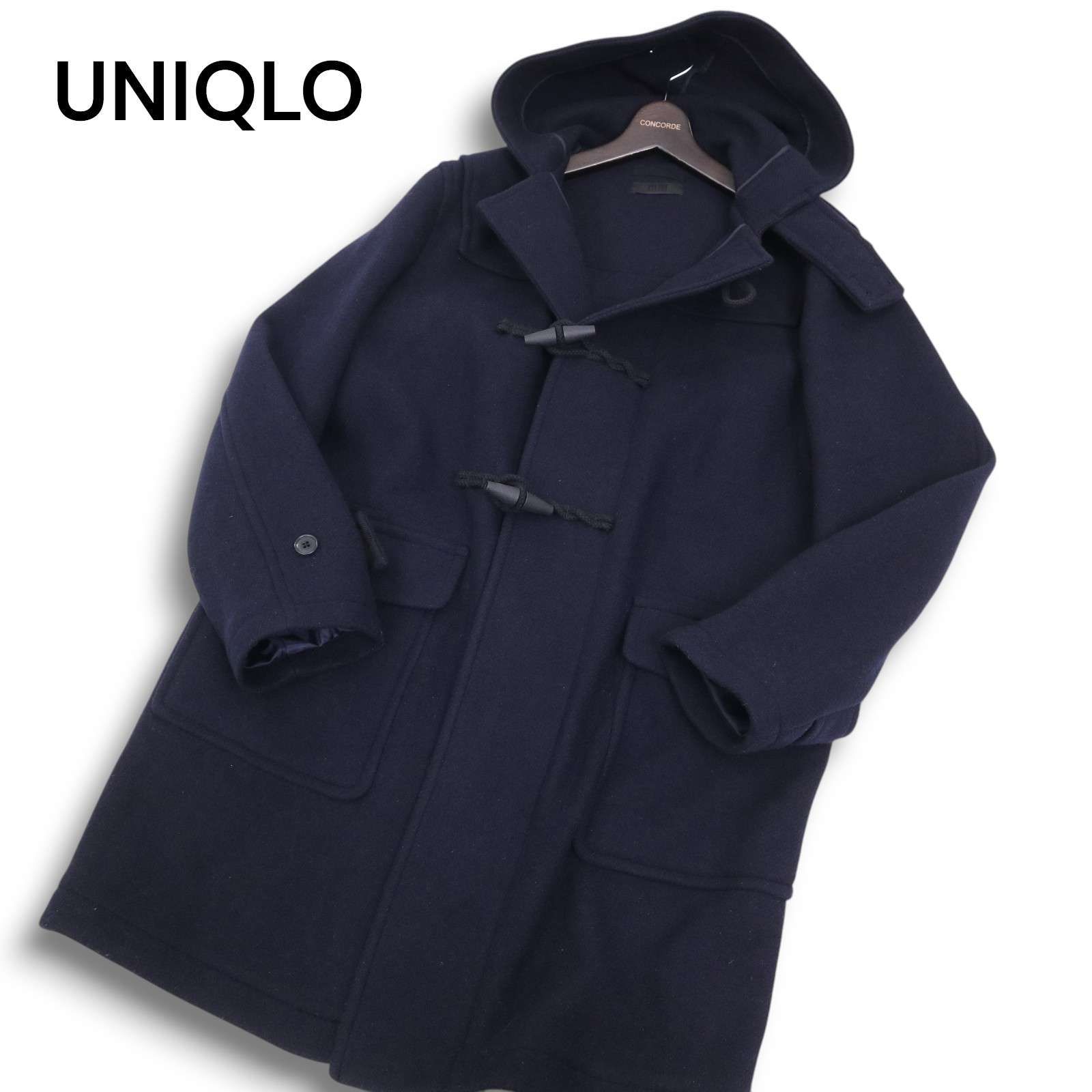 ユニクロ　ウールブレンドダッフルコート L ネイビー UNIQLO ユニクロ 秋冬 ウール ブレンド☆ ダッフルコート Sz.L メンズ