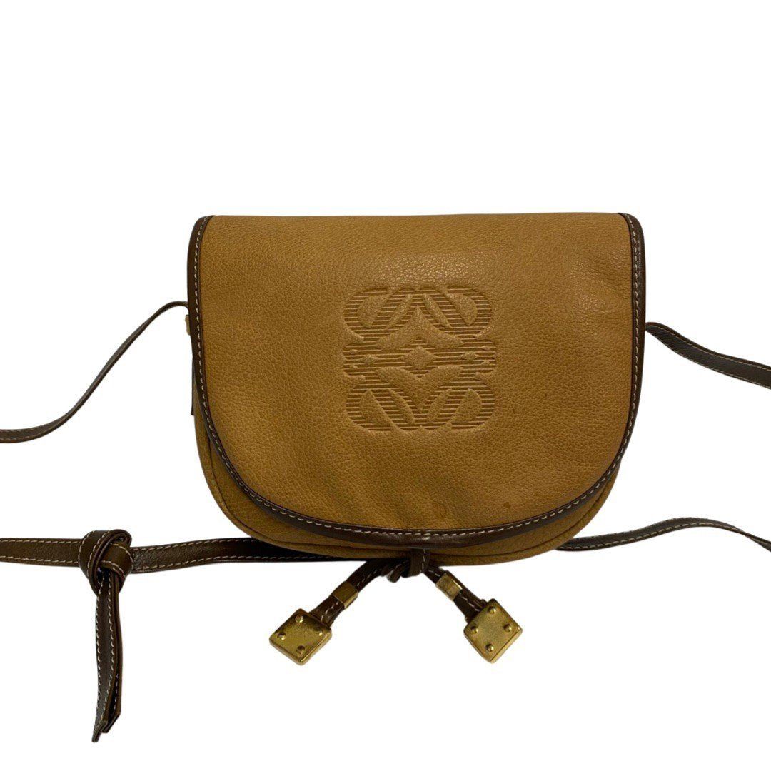 LOEWE ショルダーバッグ　アナグラムロゴ　レザー　ブラウン LOEWE ロエベ ショルダーバッグ アナグラム スエード×レザー