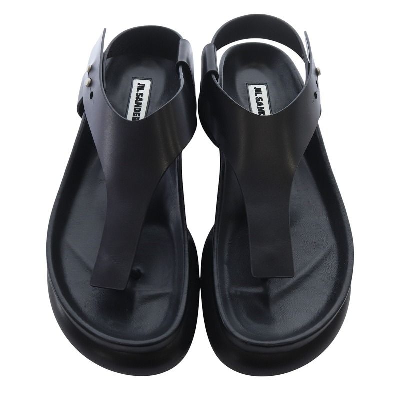 ジルサンダー JIL SANDER BOX LEATHER トングサンダル 39 黒 - メルカリ