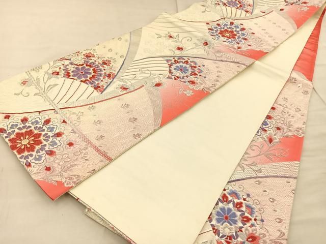 平和屋着物◎六通柄袋帯 唐織 孔雀羽正倉院花文 金銀糸 正絹