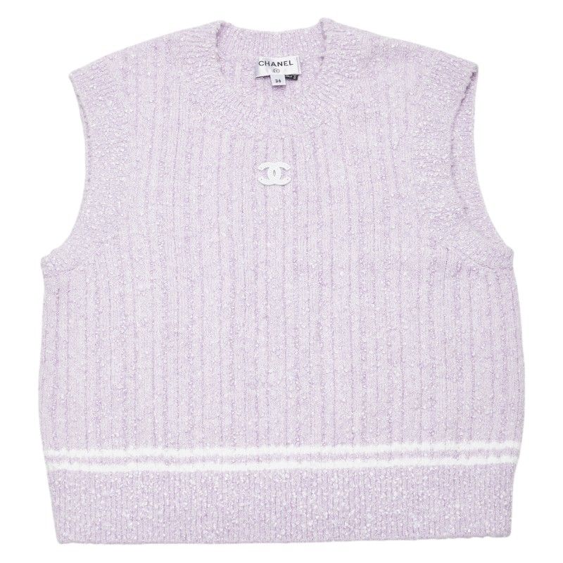 CHANEL✨ニットスカート　ロゴボタン　ウール　レーヨン　ダークグレー　36 シャネル ココマーク ベスト ノースリーブニット スカート