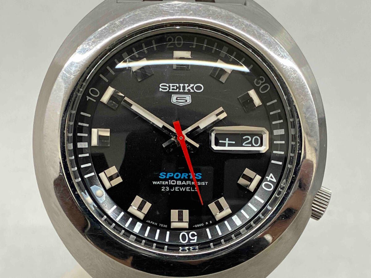 ジャンク 【精度不良】SEIKO5 SPORTS 7S36-0060 自動巻 黒文字盤 メンズ