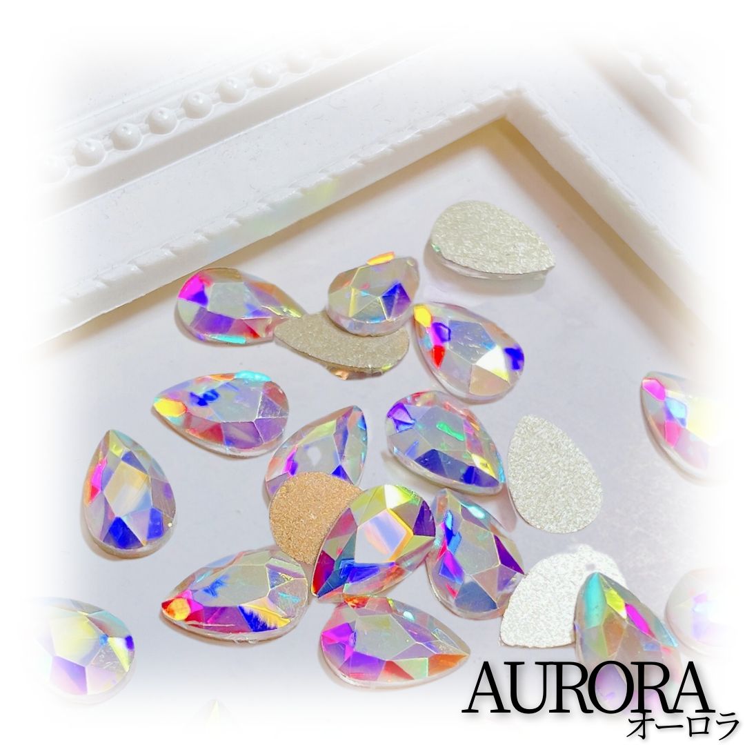 ✧1点物✧ガラスパーツ✧クリスタルガラス✧MoonLight✧ガラスストーン✧ ○《ストーン》 *MK002 しずくストーン Lサイズ / ネイル