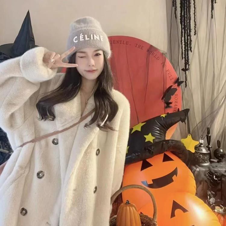 ボリュームファーコート フェイクファー レディース コクーン ファー