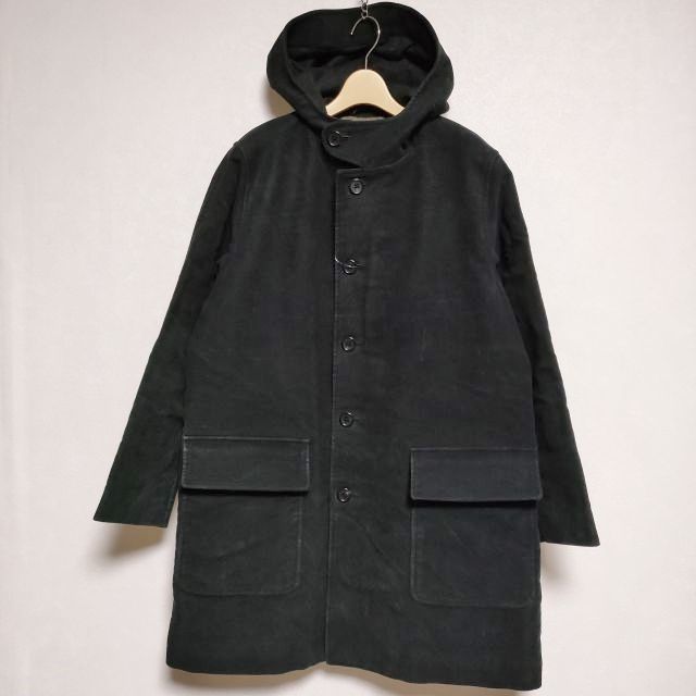 MARGARET HOWELL 579-7210004 モールスキンフーデット コート ブラック 