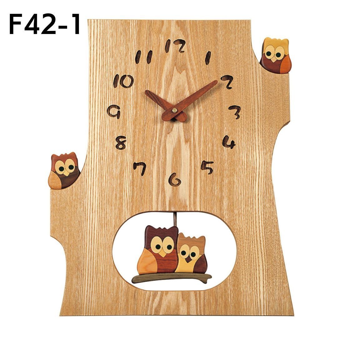 工房 ペッカー 木製 掛け時計 F42-1 振り子時計 旭川クラフト 壁