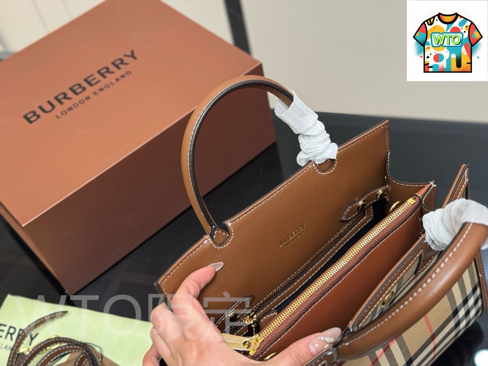 今日WTO】Burberry バーバリー フランシス シリーズ 帆布&牛皮
