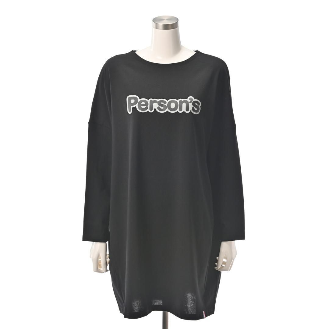 Ｑ5129 PERSONSパーソンズ ロゴチュニックTシャツ ブラック S