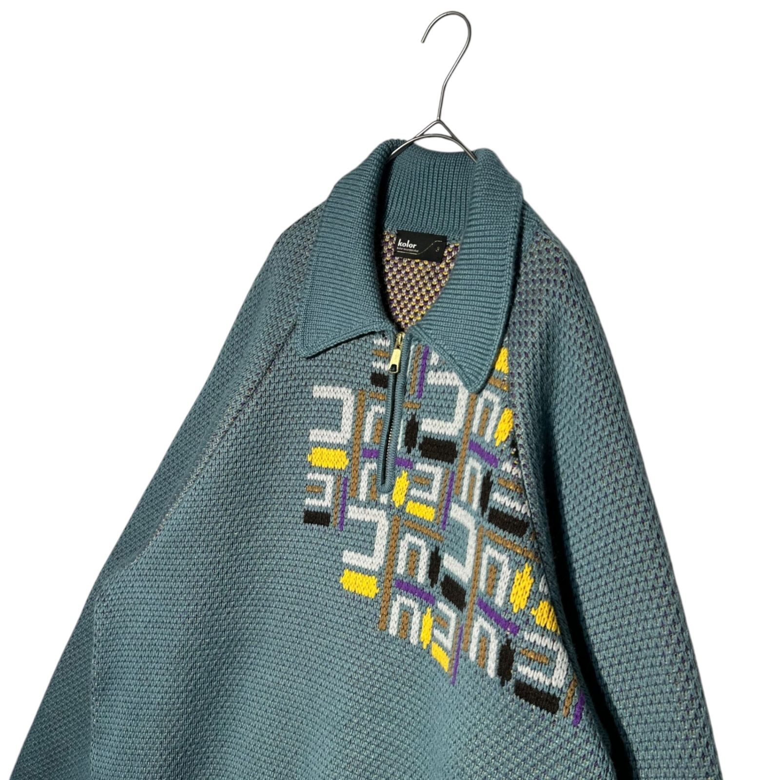 kolor(カラー) 23AW Jacquard Pattern Zip Polo Knit ジャガード kolor(カラー) 23AW Jacquard Pattern Zip Polo Knit ジャガード