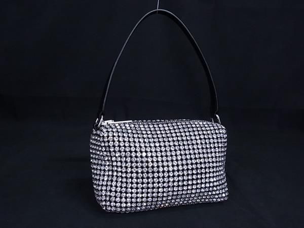 ALEXANDER WANG アレキサンダーワン レザー ラインストーン ワンハンドル ハンドバッグ レディース シルバー系 FJ5548