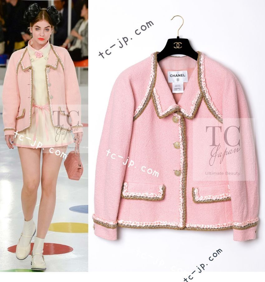 シャネル ジャケット CHANEL ピンク ブレイドトリミング
