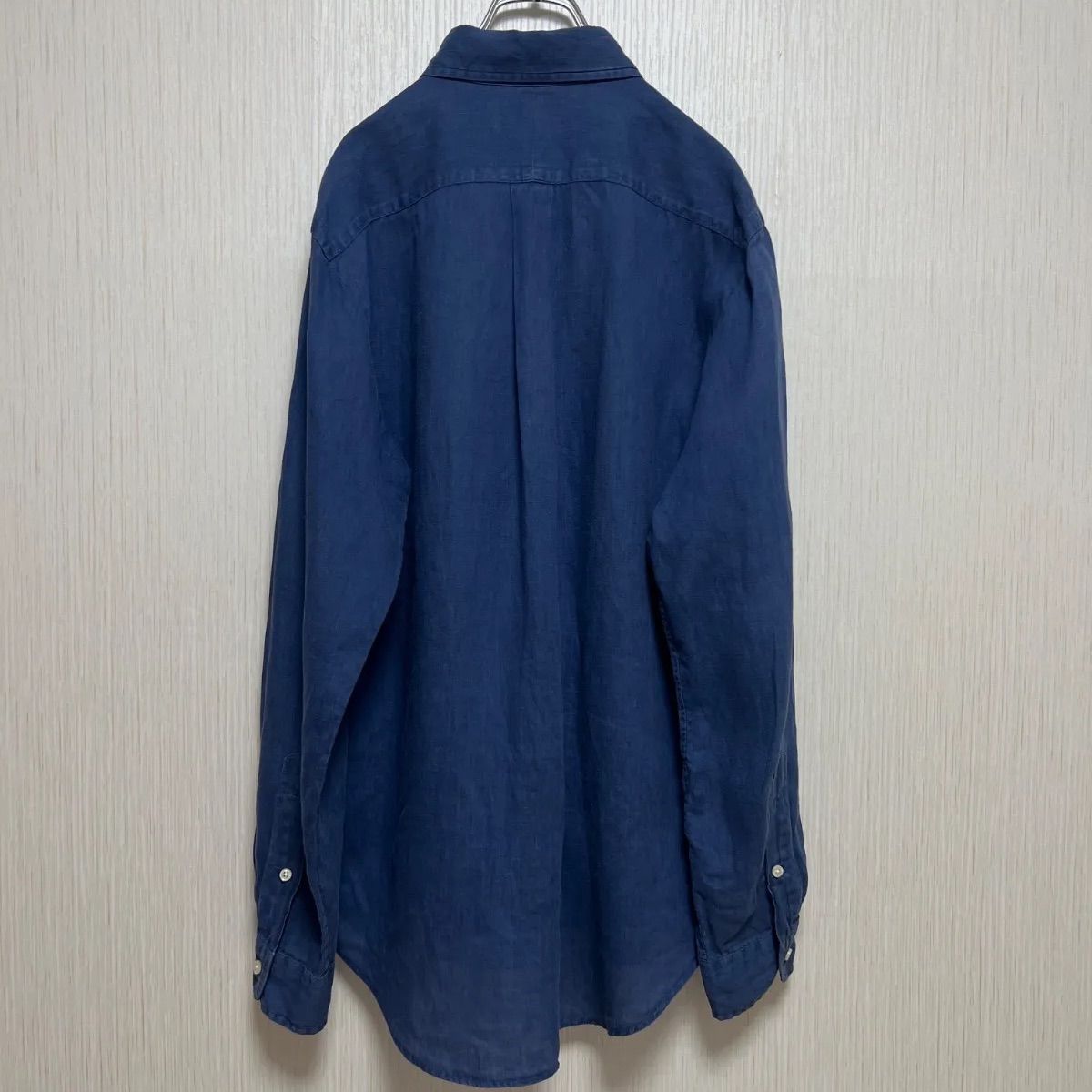 Ralph Lauren リネン長袖シャツ S 青 ラルフローレン リネン長袖シャツ メンズS/レディースL相当