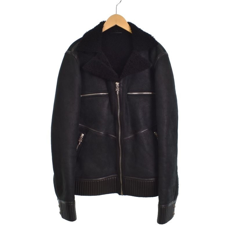 クロムハーツ シアリングレザージャケット クロムハーツ CHROME HEARTS シアリング ボンバー ムートン レザー
