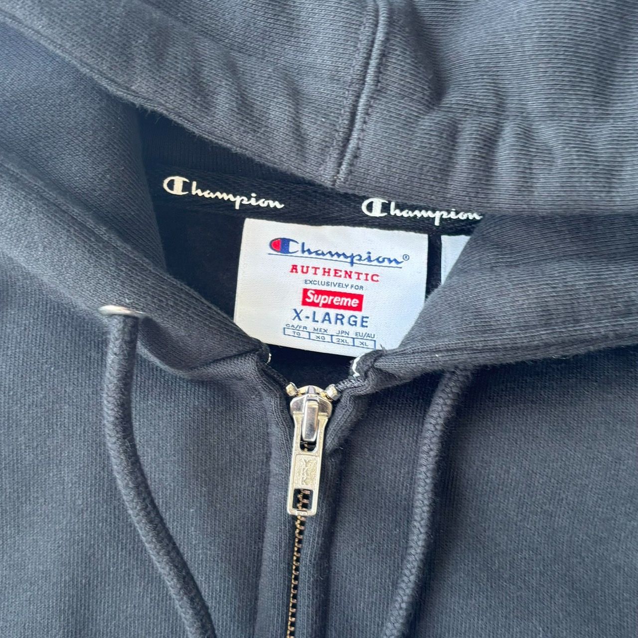 24ss Supreme Champion Zip Up Hooded Sweatshirt Black XL