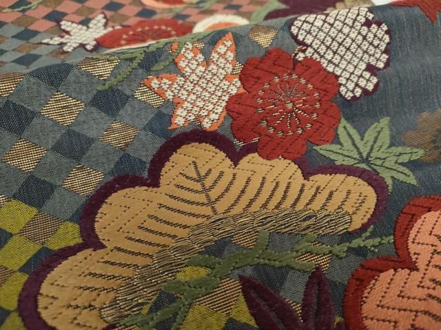 平和屋着物○六通柄袋帯 唐織 吉祥花松文 金糸 正絹 逸品 DAAY1275ps