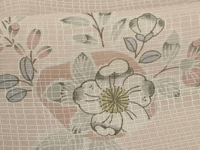 平和屋着物＊夏物 小紋 絽 草花文 正絹 逸品 AAAY6785sx