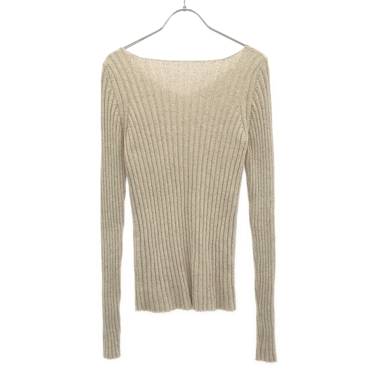 AURALEE オーラリー 25 SS SILK COTTON MELANGE RIB KNIT V-NECK P O シルクコットンVネックニットセーター ベージュ 1