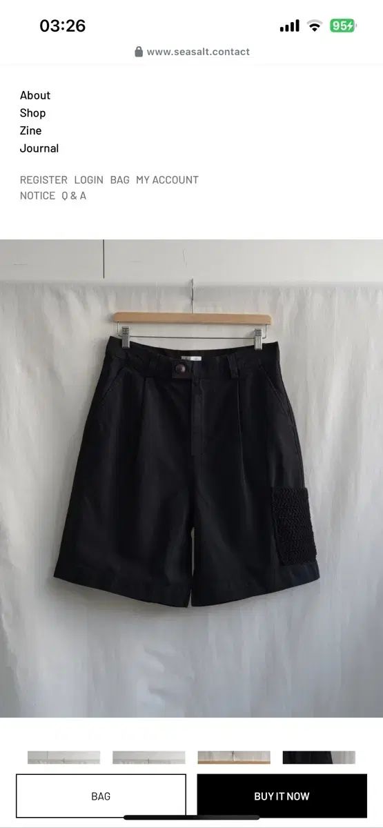 シーソルト 編み物 ポケット パンツ 黒 1