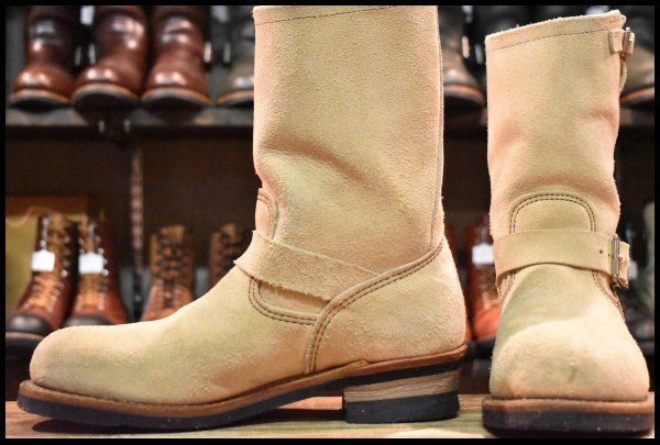 9.5D 10年 レッドウィング 8268 スエード エンジニア ホーソーンアビレーンラフアウト ベージュ ブーツ redwing HOPESMORE FI510