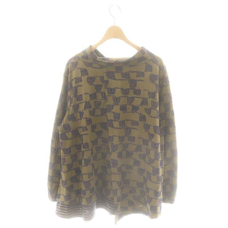 美品 慈雨 ジウ 総柄 変形 ジャガード カットソー 長袖 センソユニコ 40 美品 慈雨 ジウ 総柄 変形 ジャガード カットソー 長袖
