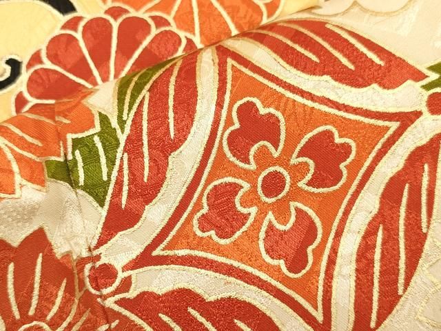 平和屋着物□豪華振袖 駒刺繍 雲取り鳳凰花文 金彩 正絹 逸品