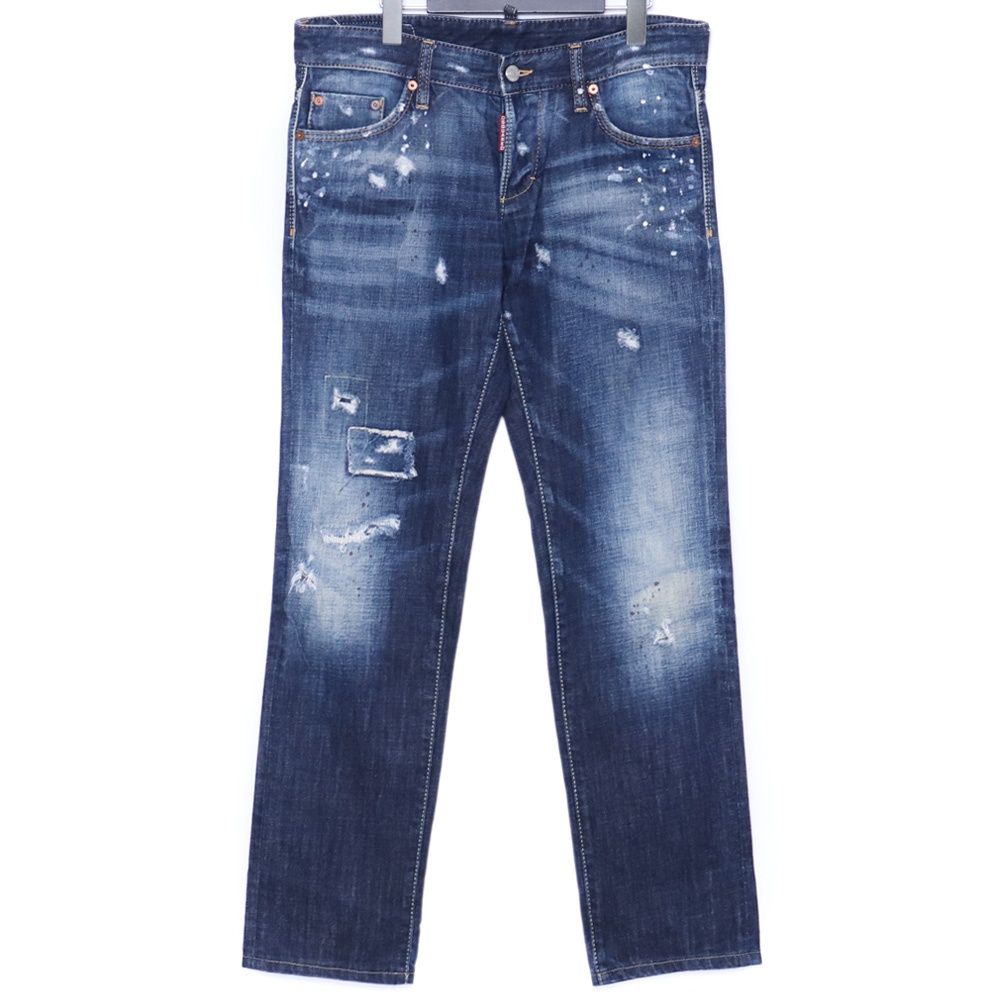 DSQUARED2 クラッシュ スリムデニムパンツ　メンズ　ジーンズ サイズ46 □美品□DSQUARED2 ディースクエアード Run Dan JEAN ラン ダン