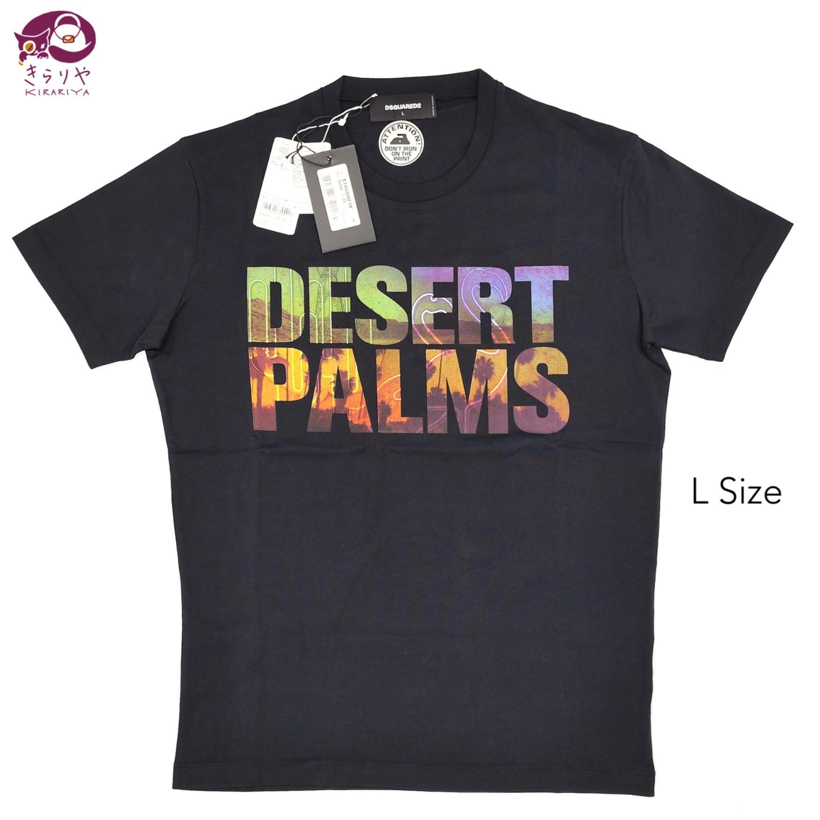 DSQUARED2 ディースクエアード DESERT PALMS プリント 半袖 Tシャツ L サイズ タグ付き 未着用品 ブラックカラー コットン  カットソー ポルトガル製 S74GD0219 S22844 - メルカリ