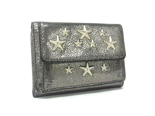 JIMMY CHOO 三つ折り財布 スタースタッズ 本革 ブラック JIMMY CHOO