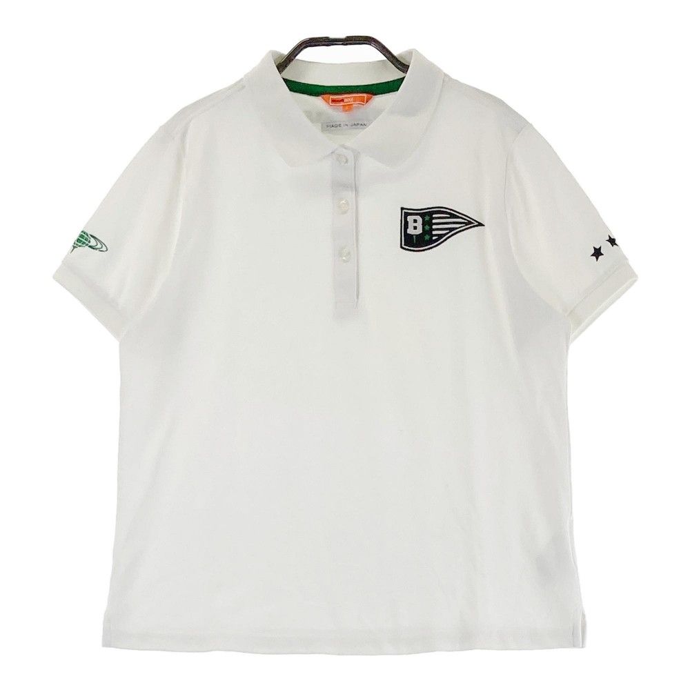 サイズ：L BEAMS GOLF ビームスゴルフ  半袖ポロシャツ 総柄 ホワイト系 [240101493875] ゴルフウェア レディース ストスト サイズ：L BEAMS GOLF ビームスゴルフ 半袖ポロシャツ 総柄