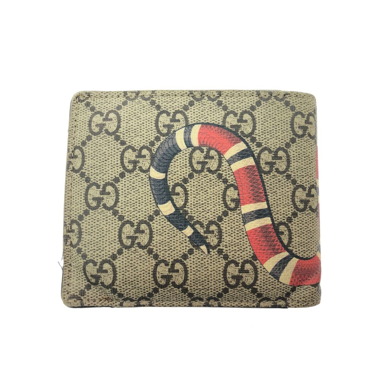 ▽▽GUCCI グッチ メンズ 二つ折り財布 キングスネークプリント GG