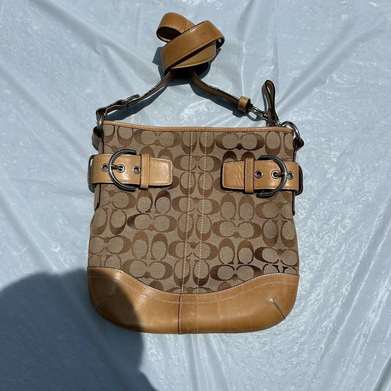 COACH コーチ ショルダーバッグ 3574 シグネチャー ダッフル ブラウン