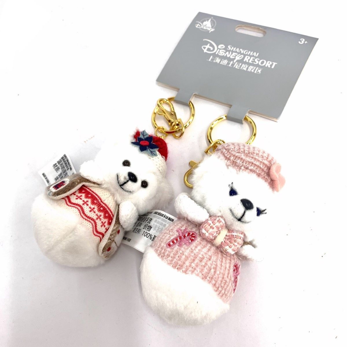 新品未使用〙ダッフィー＆シェリーメイ雪だるまぬいぐるみチャーム2点