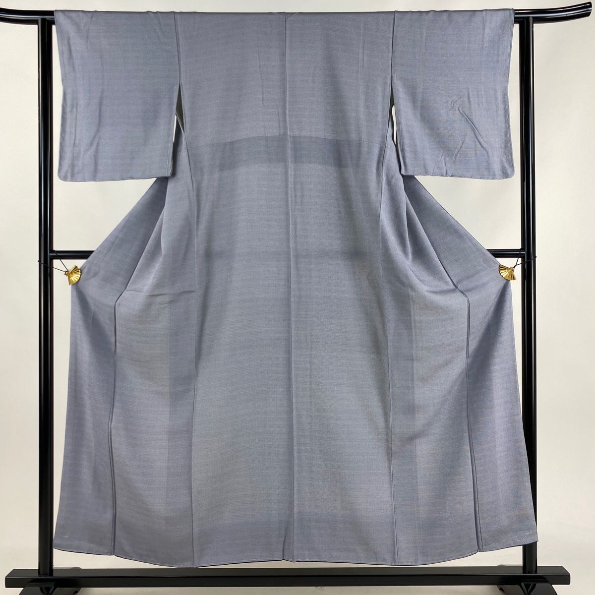 江戸小紋 身丈153cm 裄丈62cm S 袷 よろけ縞 藍色 正絹 名品