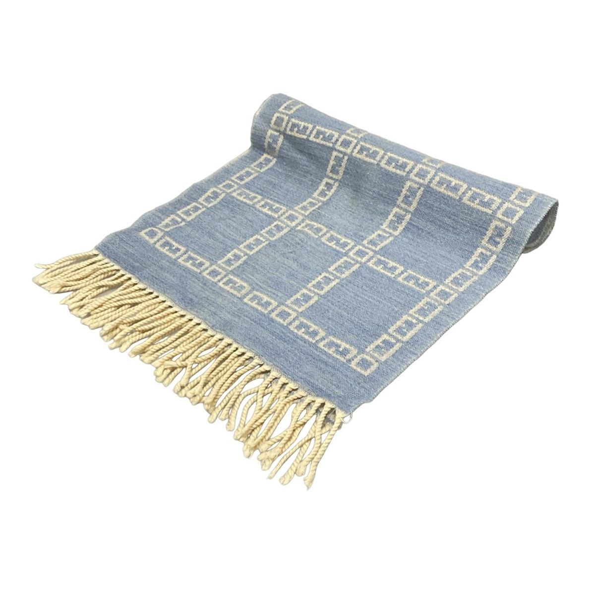 FENDI(フェンディ) マフラー美品 - ライトブルー×アイボリー