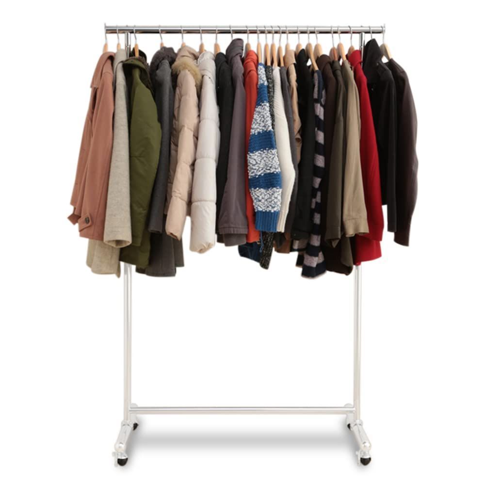 アイリスプラザ ハンガーラック シングル 耐荷重140kg ホワイト 幅105.5×奥行51.5×高さ117-182 パイプハンガー CW3001-T5