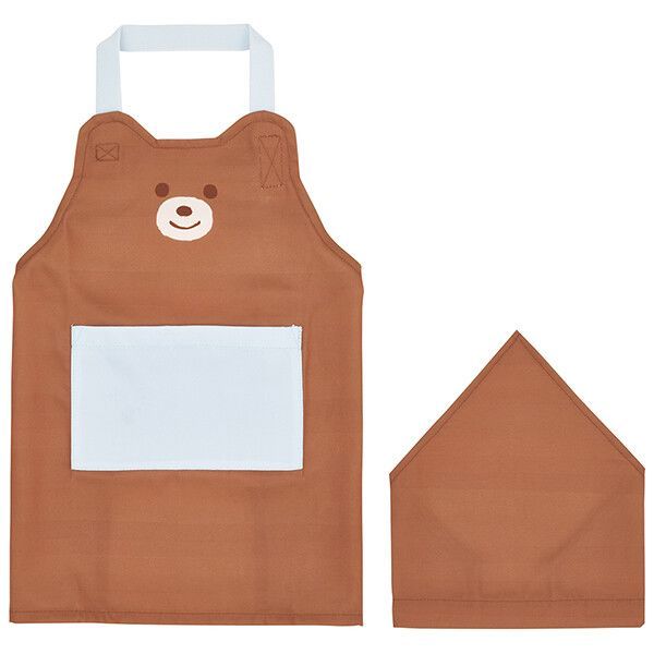 ぬいぐるみ くま こども用エプロン 2点セット 園児用 スケーター