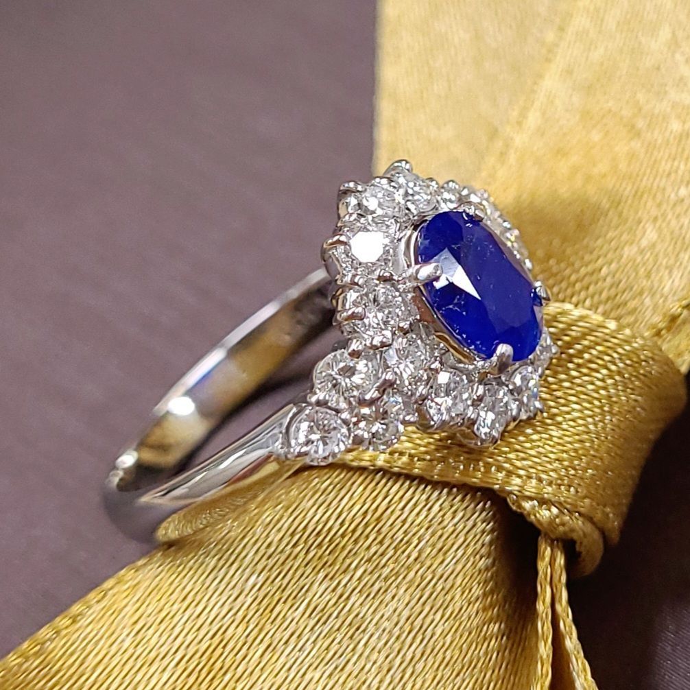世界希少宝石！ネオンブルー0.6ct アウイナイト ダイヤ プラチナ 