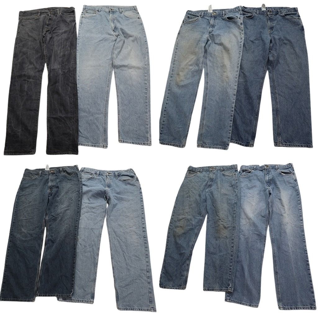 古着卸 カーハート Carhartt デニム パンツ 8枚セット メンズ 38 インディゴブルー フェード ブラック 古着 NA3410