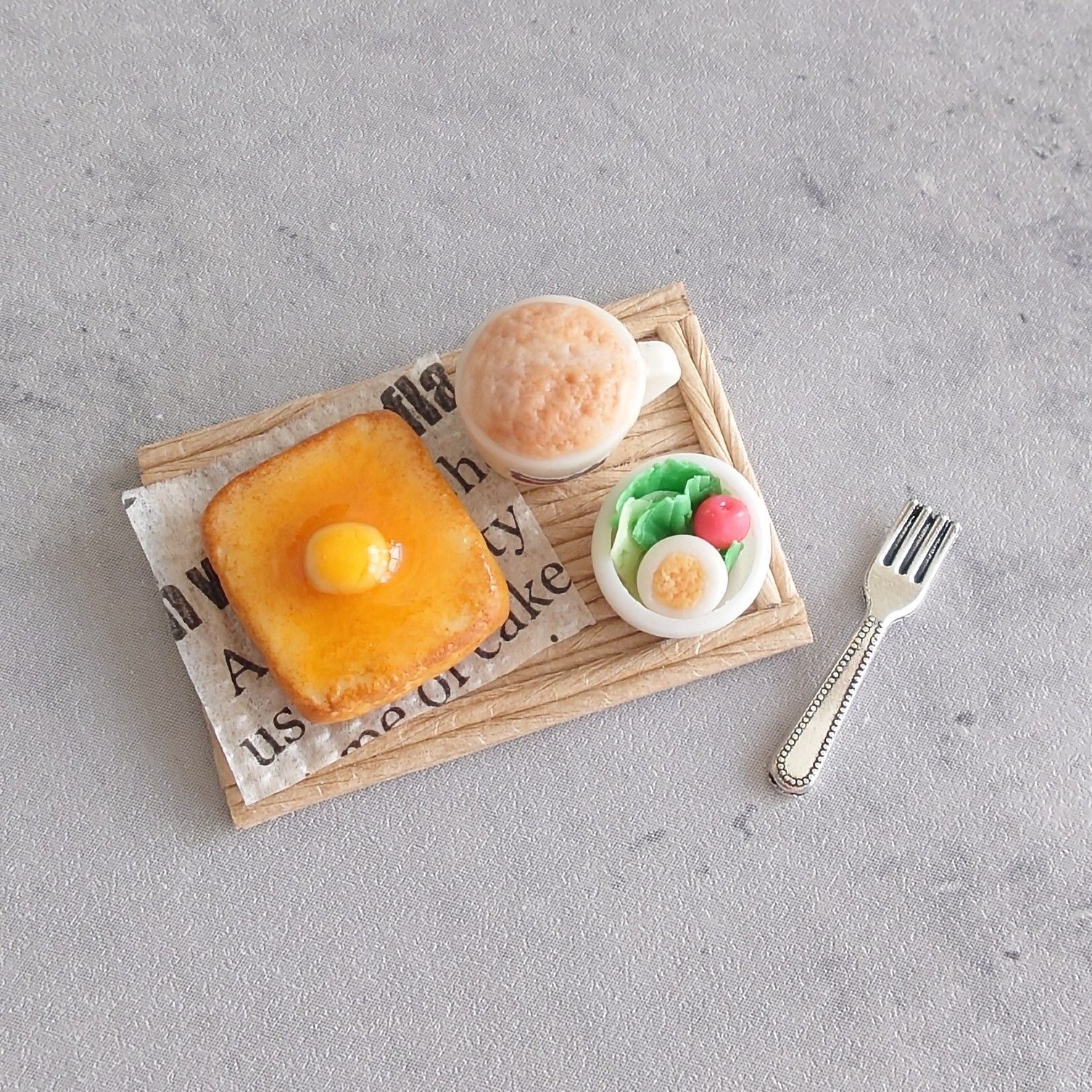 ミニチュアパン☆ハニートーストとカフェラテセット ミニチュアフード