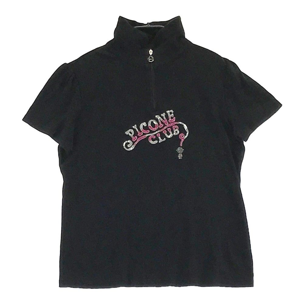 サイズ：1 PICONE CLUB　ピッコーネクラブ  ハーフジップ 半袖Tシャツ  ブラック系 [240101285908]# ゴルフウェア レディース ストスト