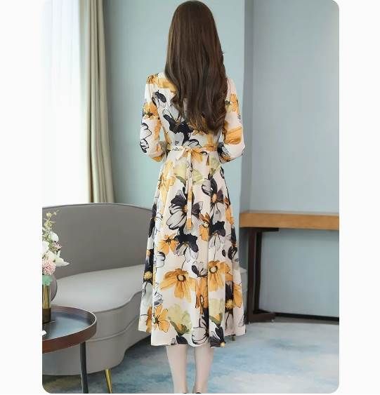 カシュクール ワンピース 膝下 ミモレ ミモレ丈 ミディアム丈 袖あり 7