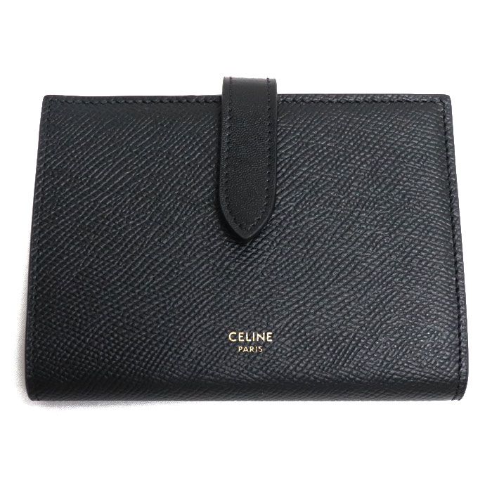 美品 】CELINE セリーヌ ストラップウォレット ブラック 二つ折り財布-