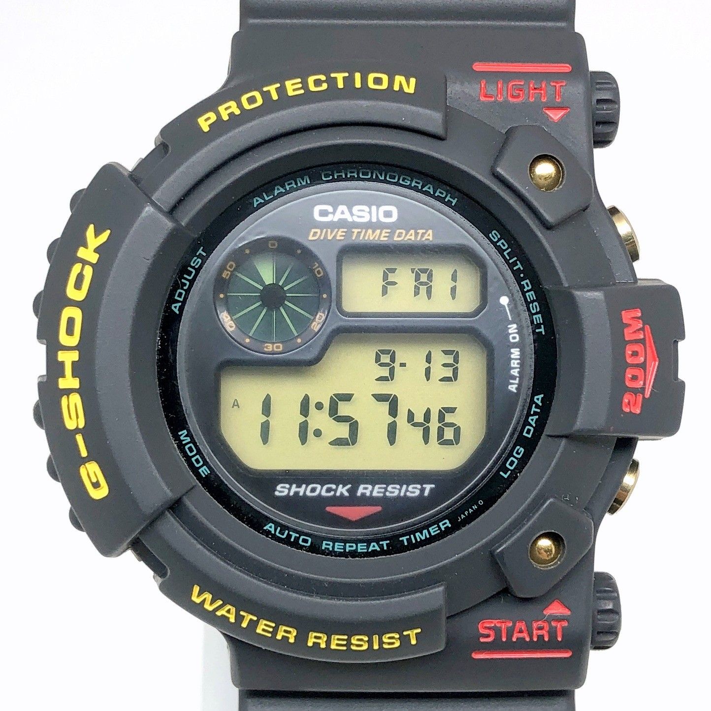G-SHOCK ジーショック DW-6300-1B FROGMAN 初代フロッグマン 海外モデル 初期 ダークグレー グリーン豆球 1993年8月発売
