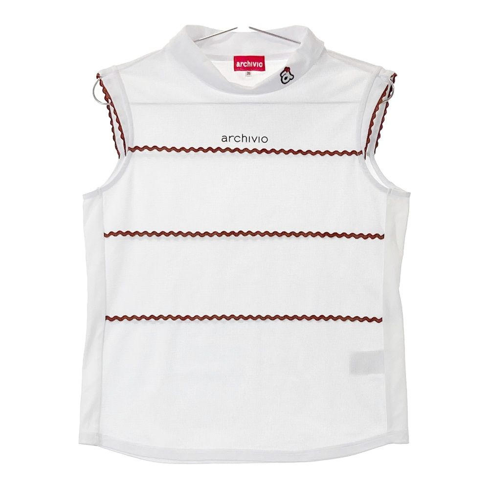 サイズ 38 ARCHIVIO アルチビオ タートルネック ノースリーブTシャツ なみなみボーダー柄 ホワイト系 240101466946 ゴルフウェア レディース ストスト