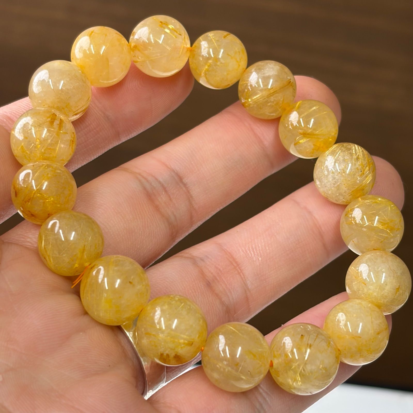 現品 ルチルクォーツ 幅12mm 腕周り17cm 天然石ブレスレット数珠 WWW_SHINETEETH_COM